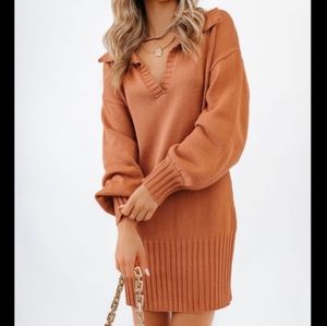 Vici Collection Beige collared sweater dress